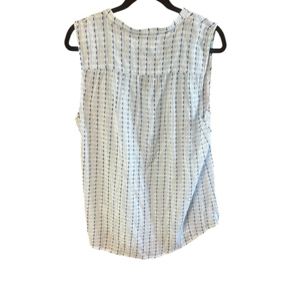 Sleeveless Striped Top - White and Blue - Picture 2 of 5